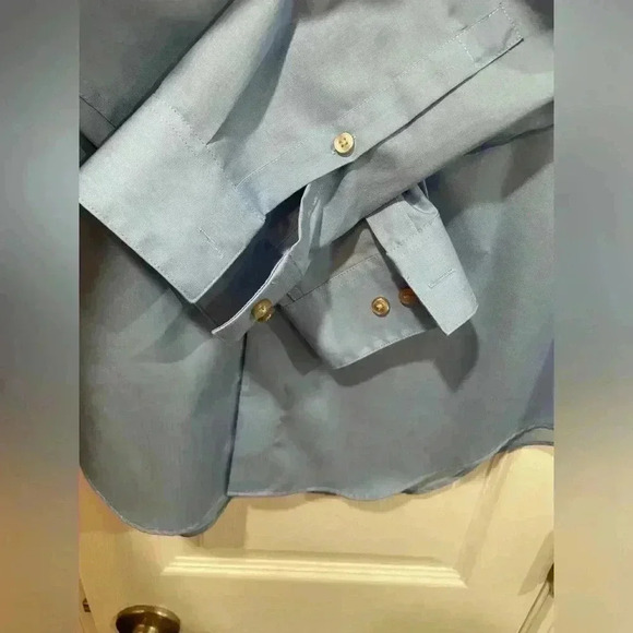 Calvin Klein Men’s Slim Fit Performance Non Iron Blue Cotton Dress Shirt Size 16 - Picture 5 of 13
